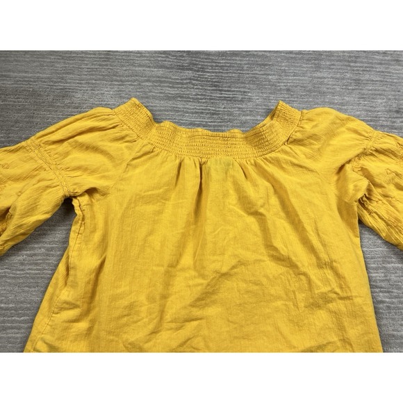 Lane Bryant Top Womens 22/24 Yellow Off Shouder Embroidered 100% Cotton - Picture 8 of 13